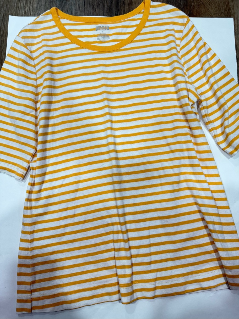 Duluth Trading Co Yellow & White Striped Short-Sleeve Tee